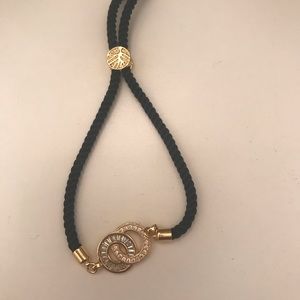 Satin cord and gold adjustable bracelet